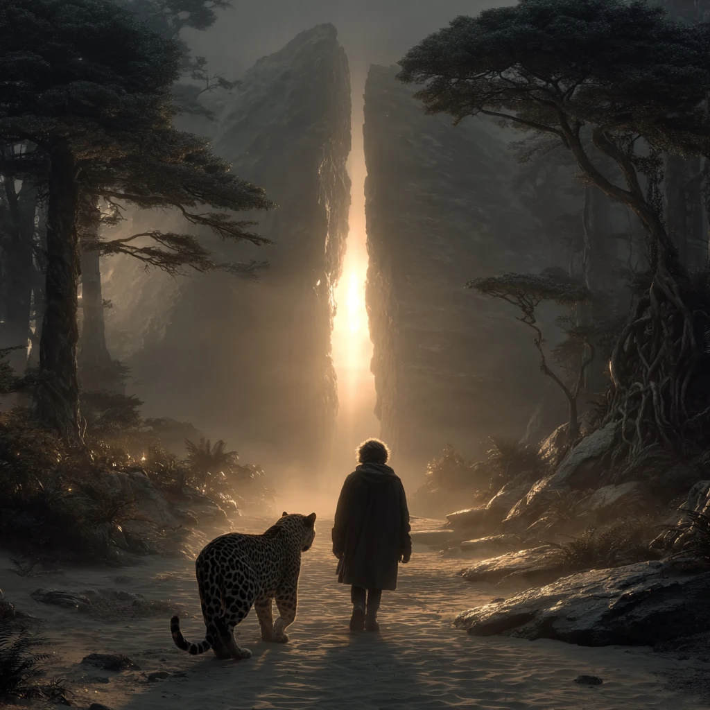 Person geht zum Licht, der Aufstieg ins Licht und wird vom Spirit des Jaguars verteildigt